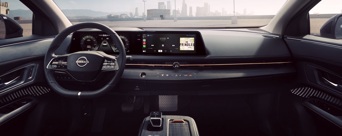 Intérieur et sécurité du Nissan Ariya 2026.